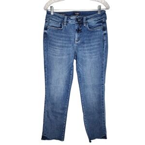 NYDJ Sheri Slim Raw Hem Ankle Jeans Womens 8 Medium Wash Lift Tuck Technology